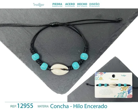 PULSERA HILO ENCERADO DE CONCHA