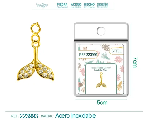 CHARM DE COBRE CHAPADO A ORO 14K CON CIRCONITA-CON CIERRE