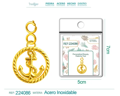 CHARM ACERO DORADO CHAPADO ORO 14 K-CON CIERRE