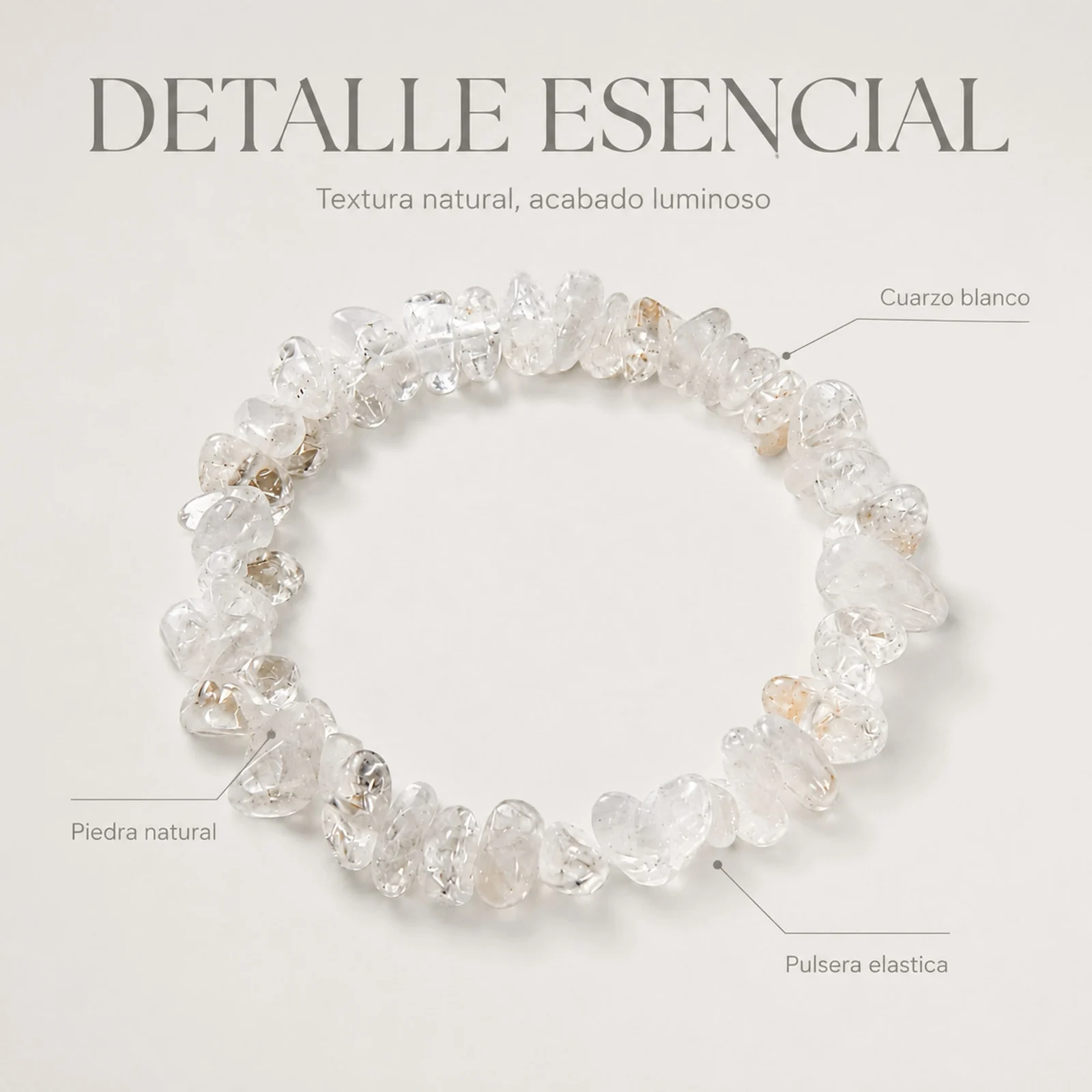 Pulsera Piedra natural Cuarzo Blanco