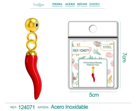 CHARM ACERO DORADO CHAPADO ORO 14 K-CON BOLA DE GOMA