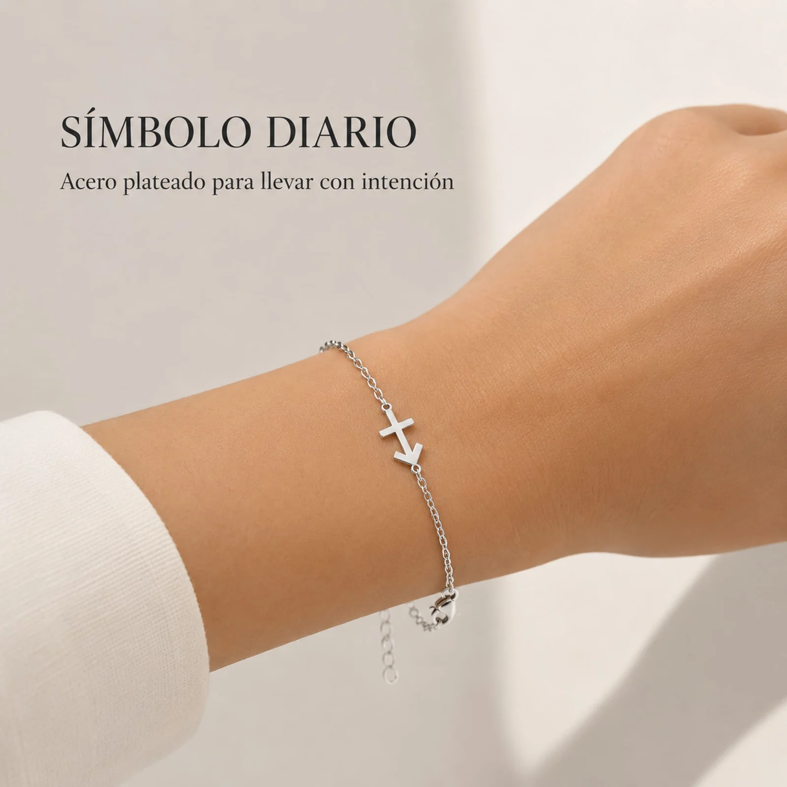 PULSERA CRUZ CONTRA EL MAL  ACERO PLATEADO