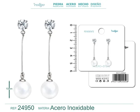 PENDIENTE DE PERLA CON ACCESORIO ACERO
