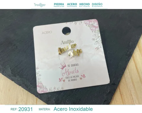ANILLO PARA ABUELA ACERO COLOR DORADO