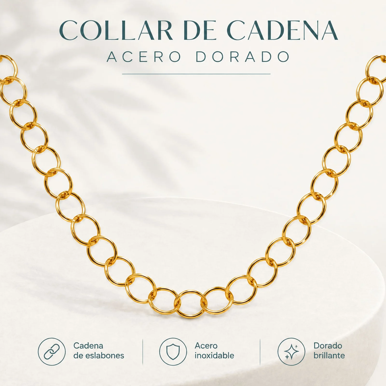 COLLAR DE CADENA ACERO DORADO