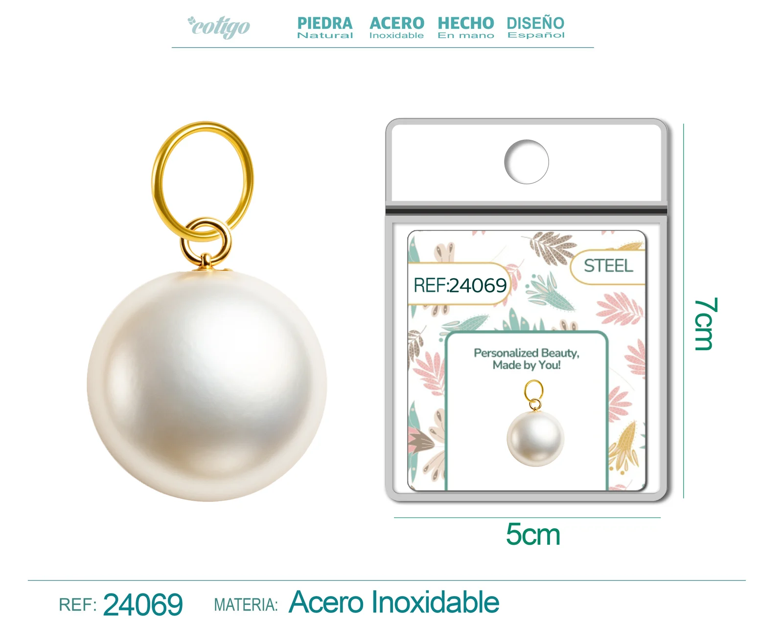 CHARM ACERO DORADO CHAPADO ORO 14 K