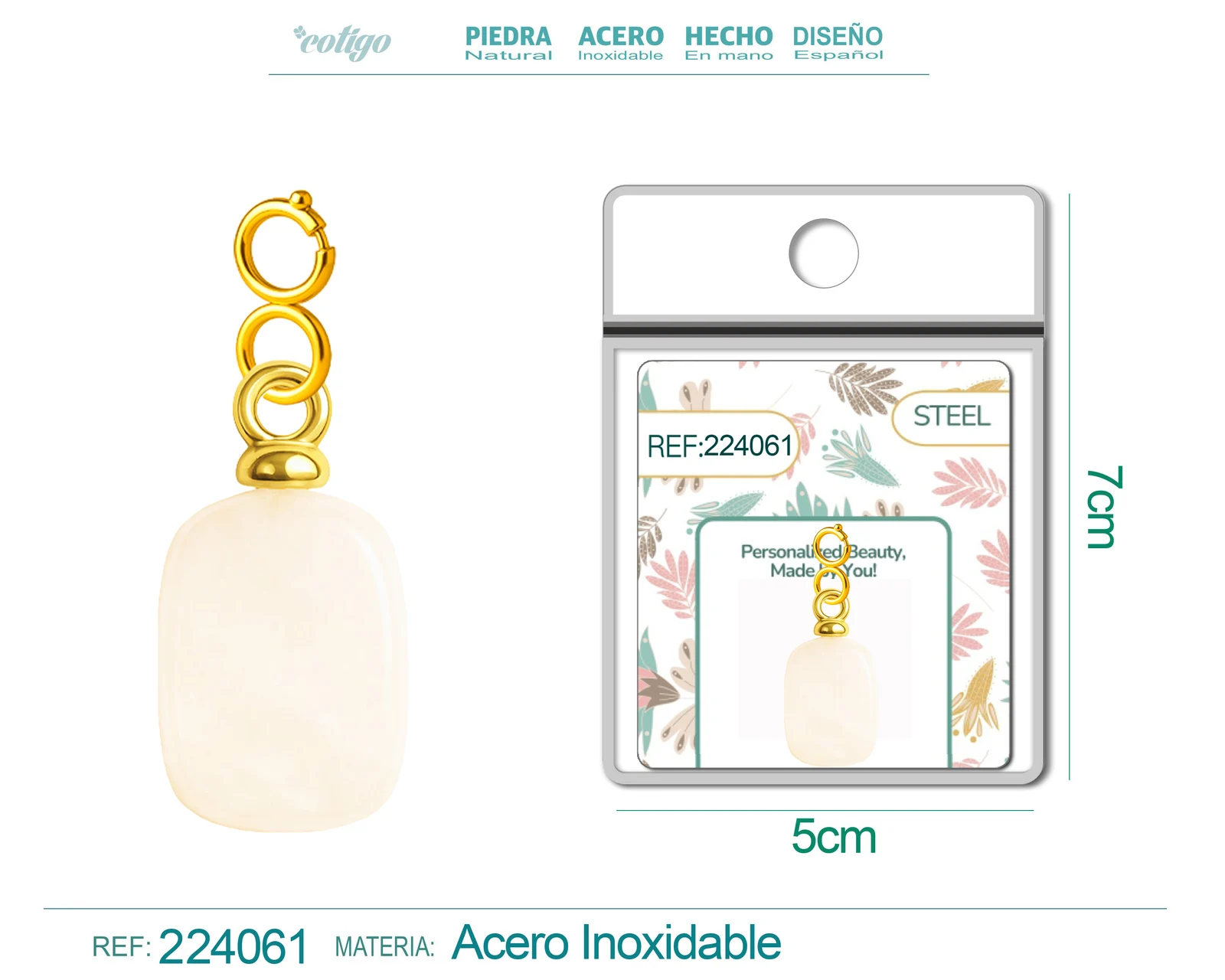 CHARM ACERO DORADO CHAPADO ORO 14 K-CON CIERRE