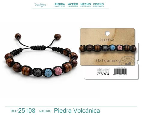 PULSERA LAVA Y COCO HECHO A MANO