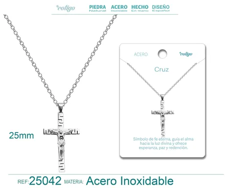 COLGANTE CRUZ LATINA ACERO COLOR PLATEADO