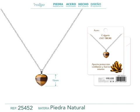 Colgante Piedra Ojo de Tigre con cadena Acero Inoxidable