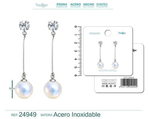 PENDIENTE DE PERLA CON ACCESORIO ACERO
