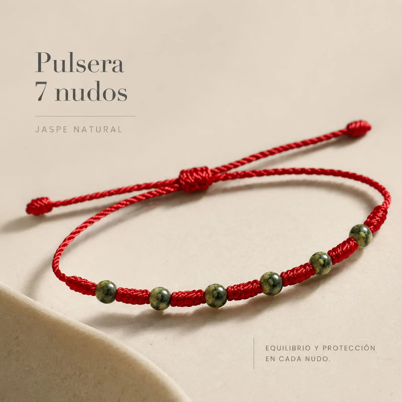 PULSERA 7 NUDOS CON  JASPE KAMBAMBA 4MM