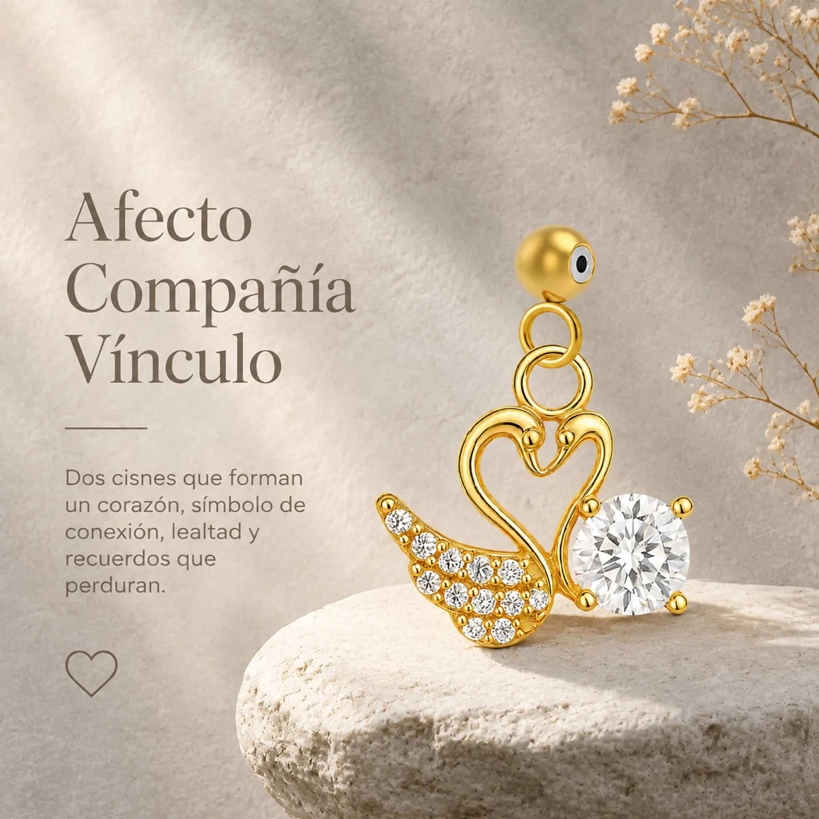 CHARM DE COBRE CHAPADO ORO 14K CON CIRCONITA-CON BOLA DE GOMA