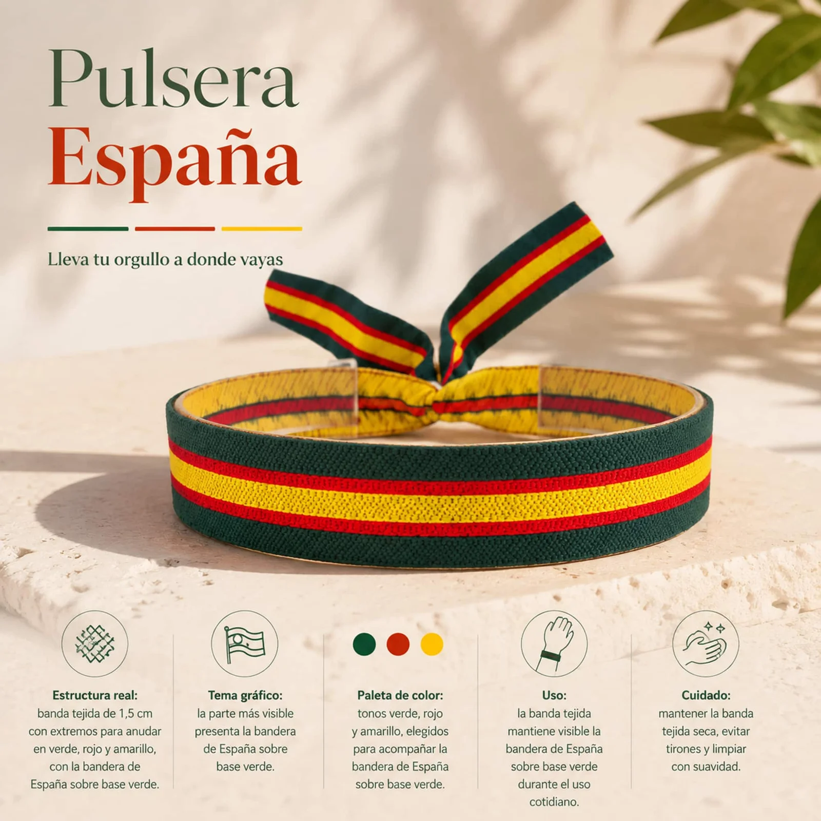 PULSERA ESPAÑA TEJIDO-VERDE