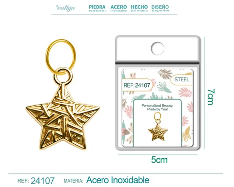 CHARM ACERO DORADO CHAPADO ORO 14 K