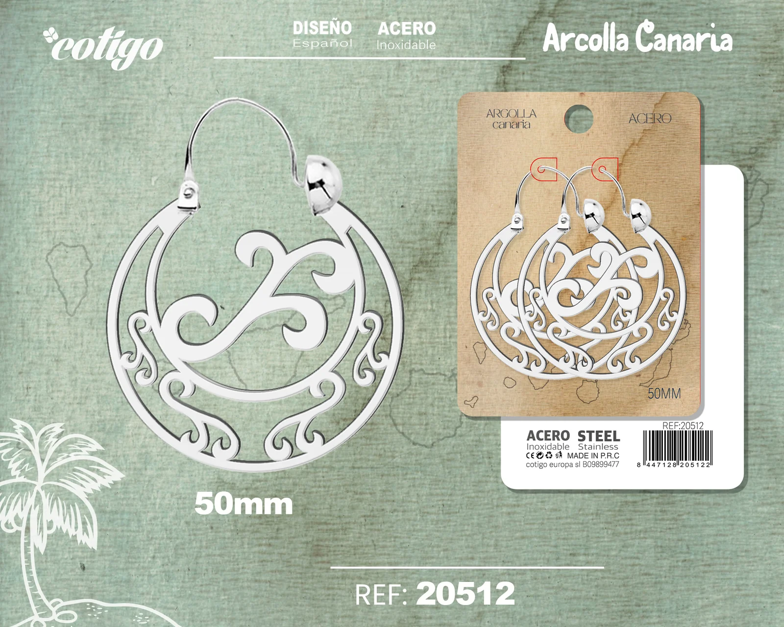 ARGOLLA CANARIA 50MMACERO COLOR PLATEADO