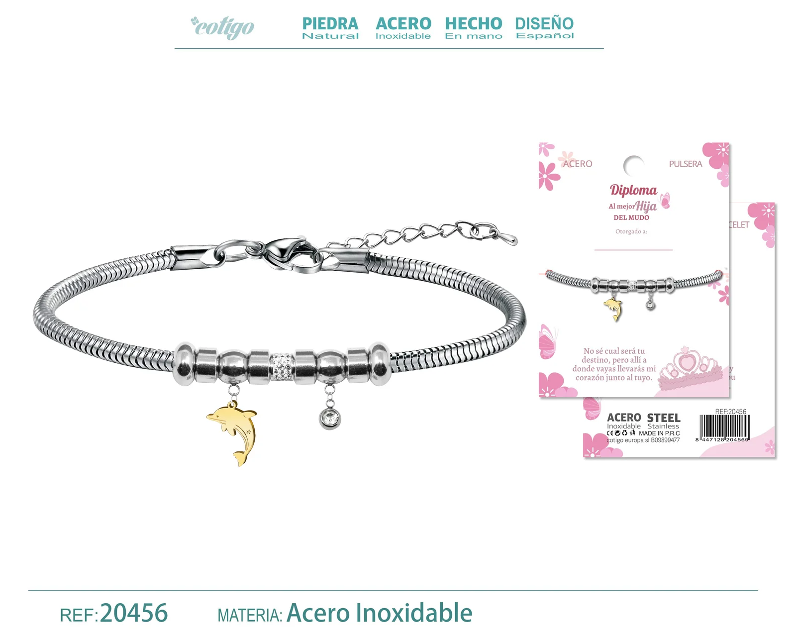 PULSERA DE DIPLOMA ACERO PARA MEJOR HIJA
