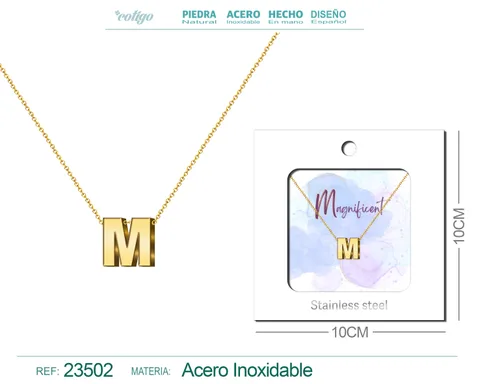 COLLAR LETRA INGLES M ACERO CON SOBRE