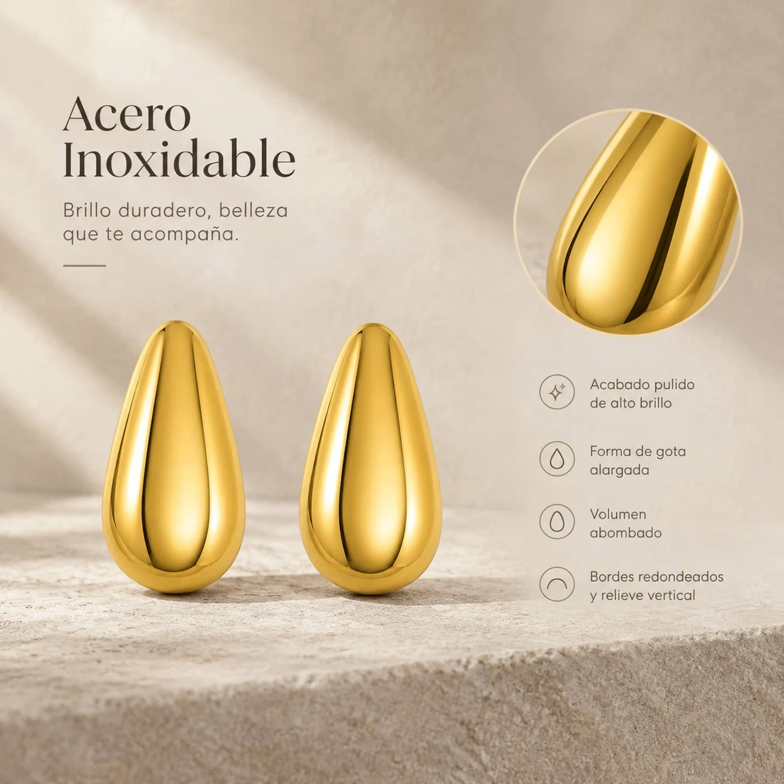 Pendiente Acero Inoxidable color Dorado