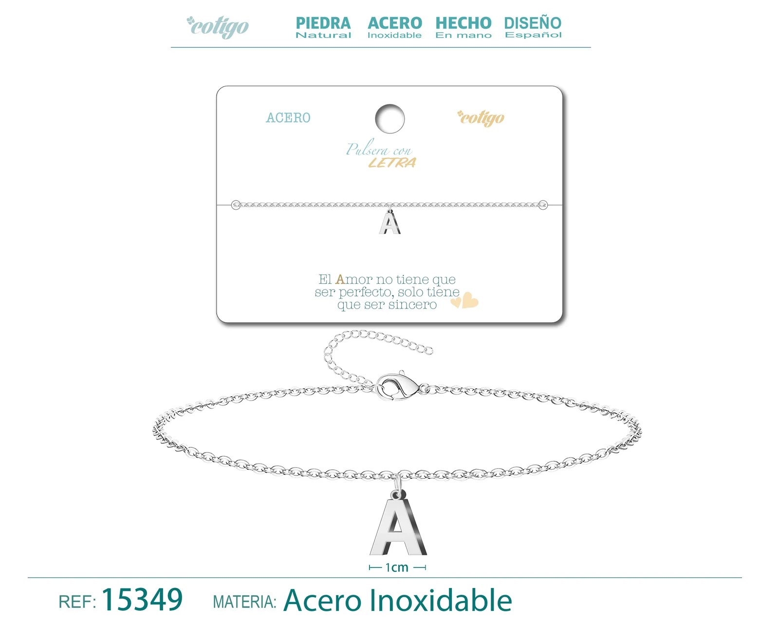 PULSERA LETRA A COLOR PLATEADO
