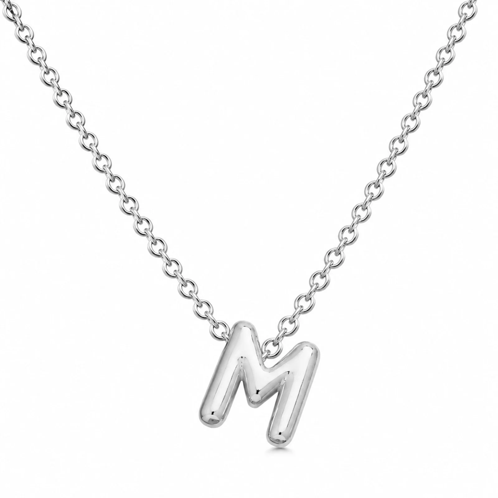 COLLAR INICIAL LETRA M ACERO CON SOBRE