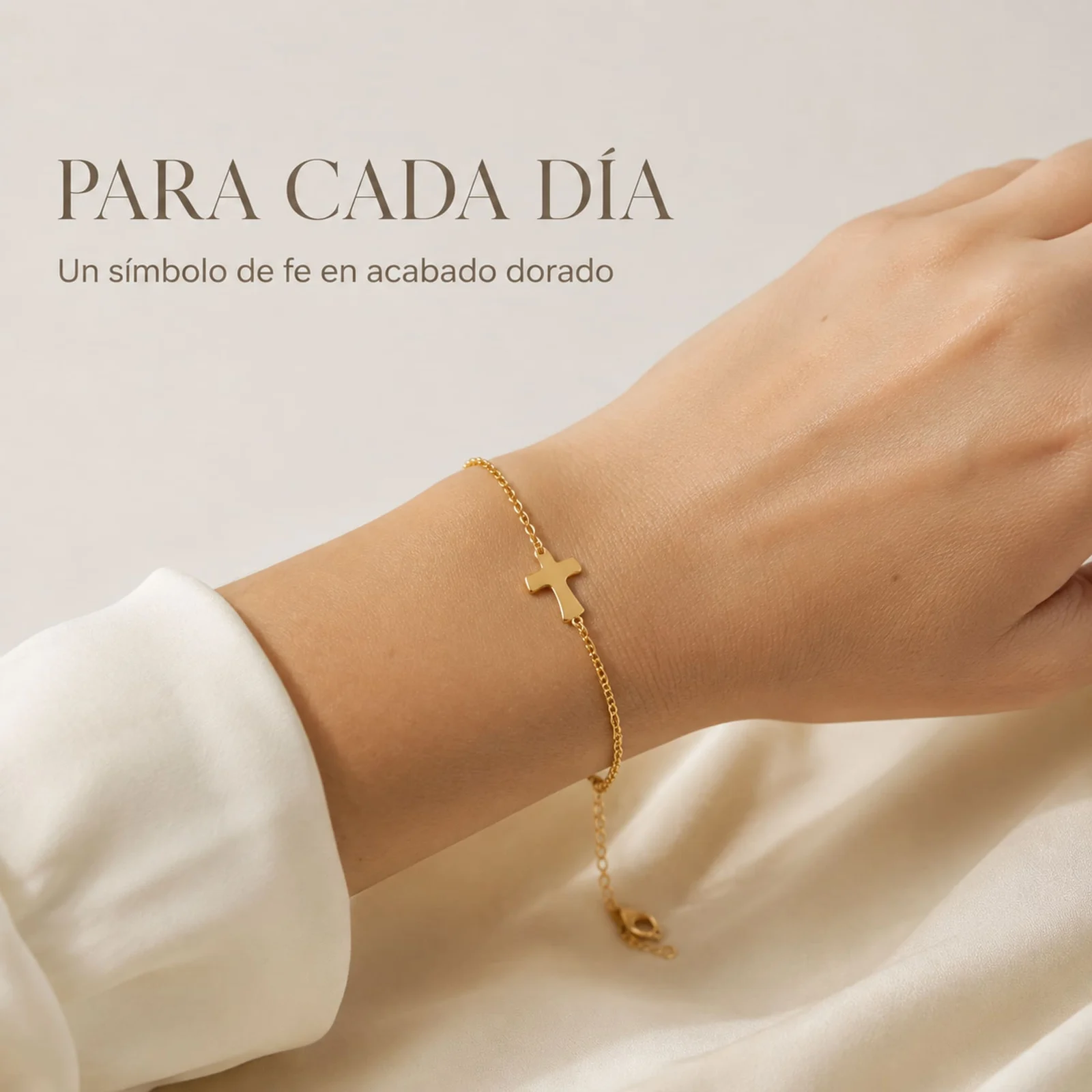 PULSERA CRUZ TAUACERO DORADO