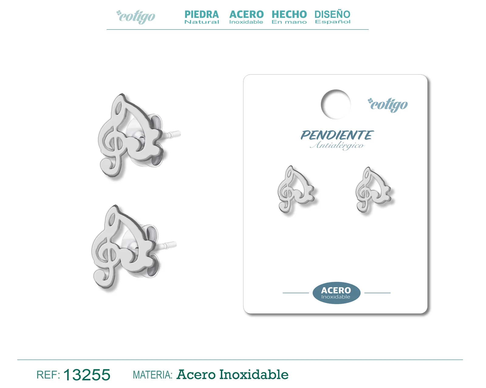 PENDIENTE ACERO  INOXIDABLE COLOR PLATEADO