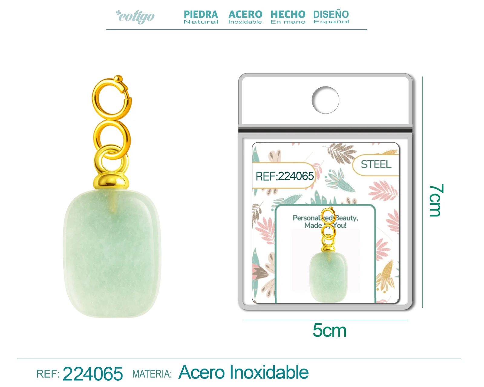CHARM ACERO DORADO CHAPADO ORO 14 K-CON CIERRE