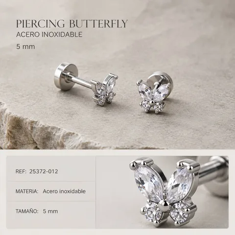 Pendiente-Piercing Bañado Oro 18K y con Circonita