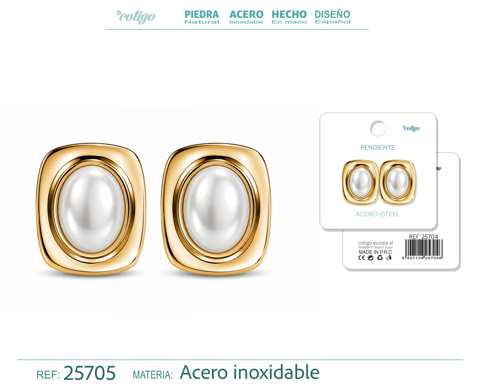 Pendiente Acero Inoxidable color Dorado