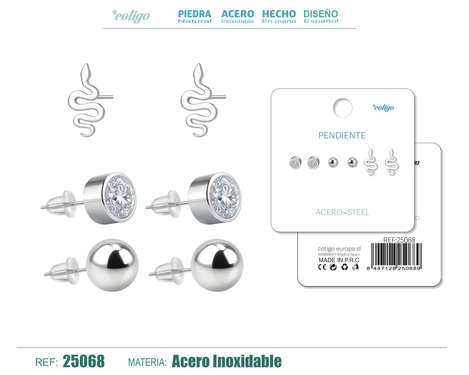 PENDIENTE ACERO INOXIDABLE 3 PARES