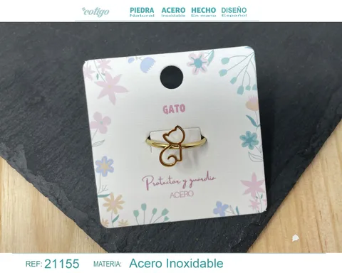 ANILLO GATO ACERO COLOR DORADO