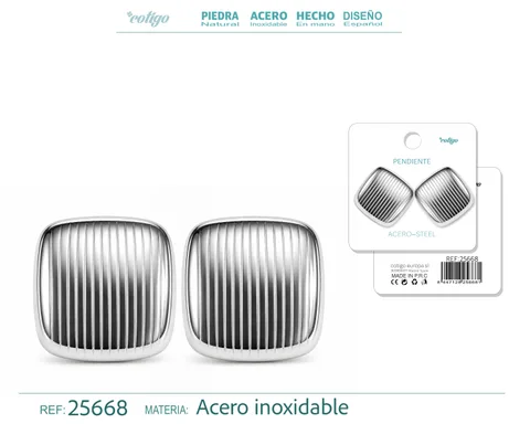 Pendiente Acero Inoxidable color Plateado