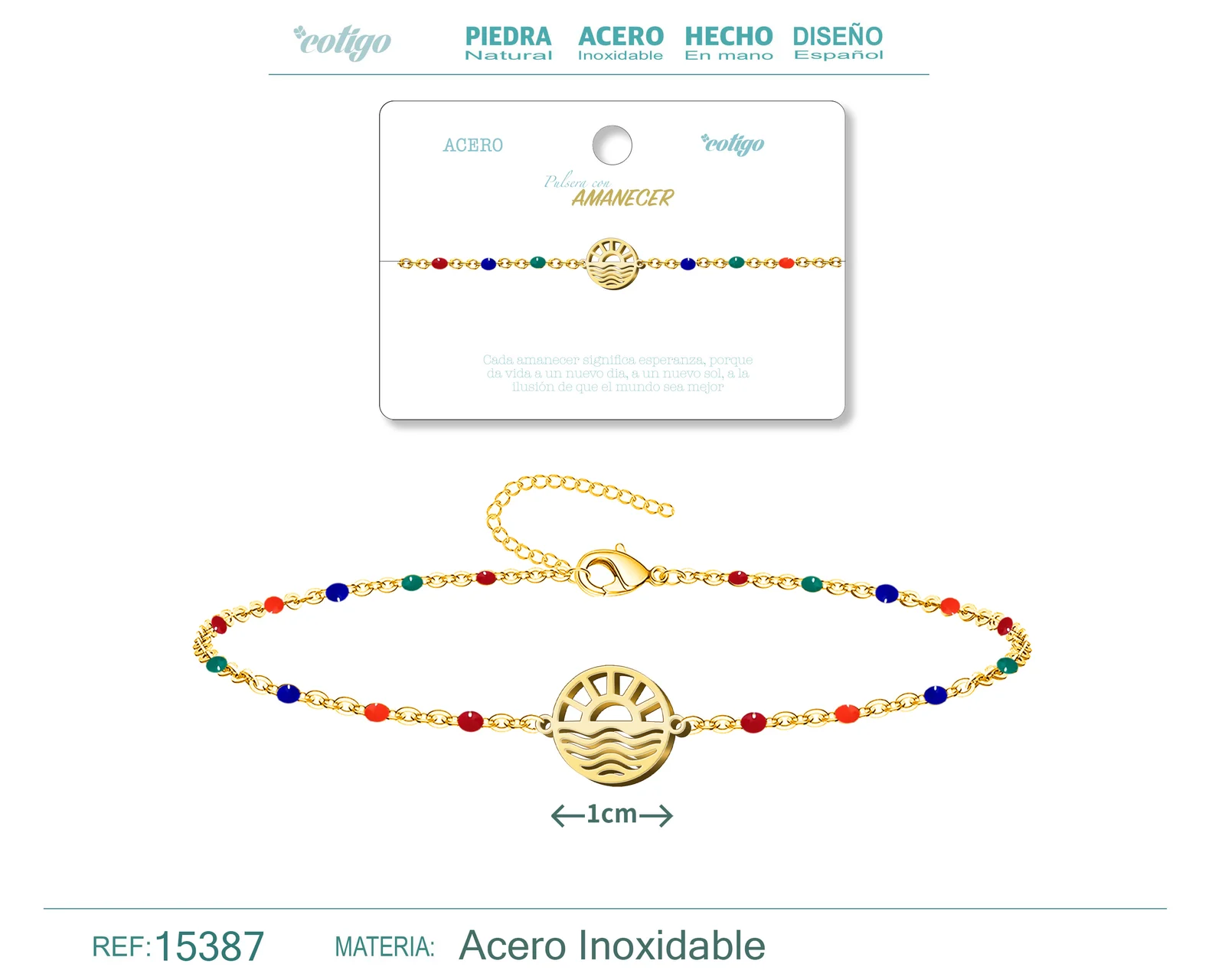 PULSERA ACERO MULTICOLOR CON AMANCER