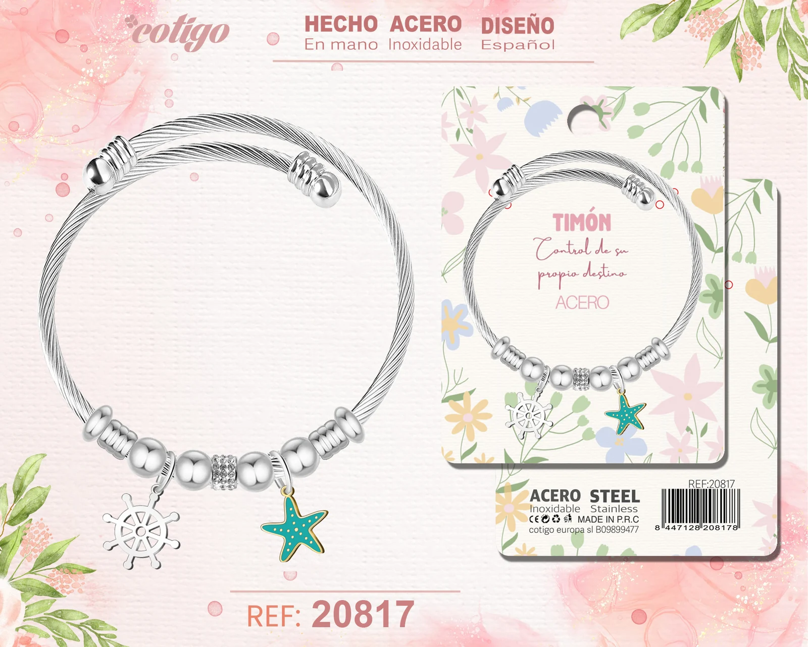 BRAZALETE ACERO CON: TMON