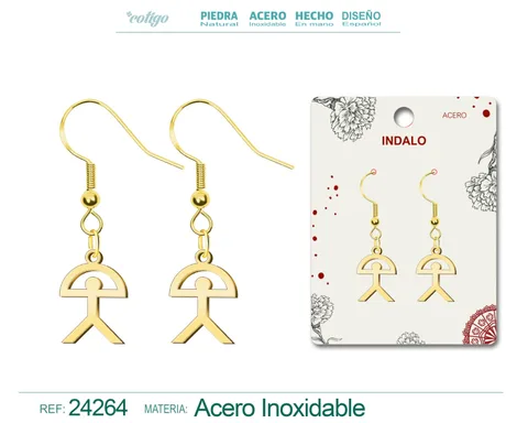PENDIENTE CON INDALO ACERO DORADO