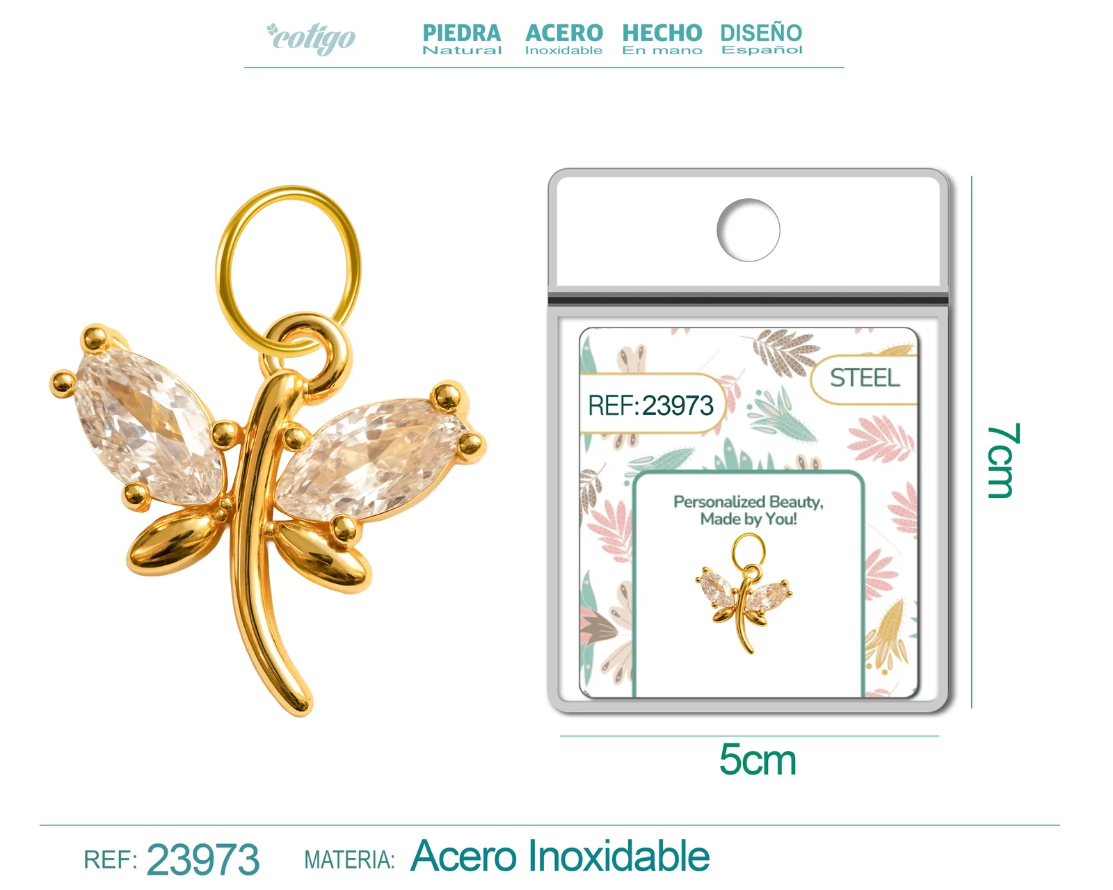 CHARM DE COBRE CHAPADO ORO 14K CON CIRCONITA
