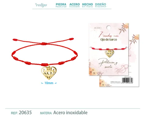 PULSERA 7 NUDOS CON OJO TURCO COLOR DORADO