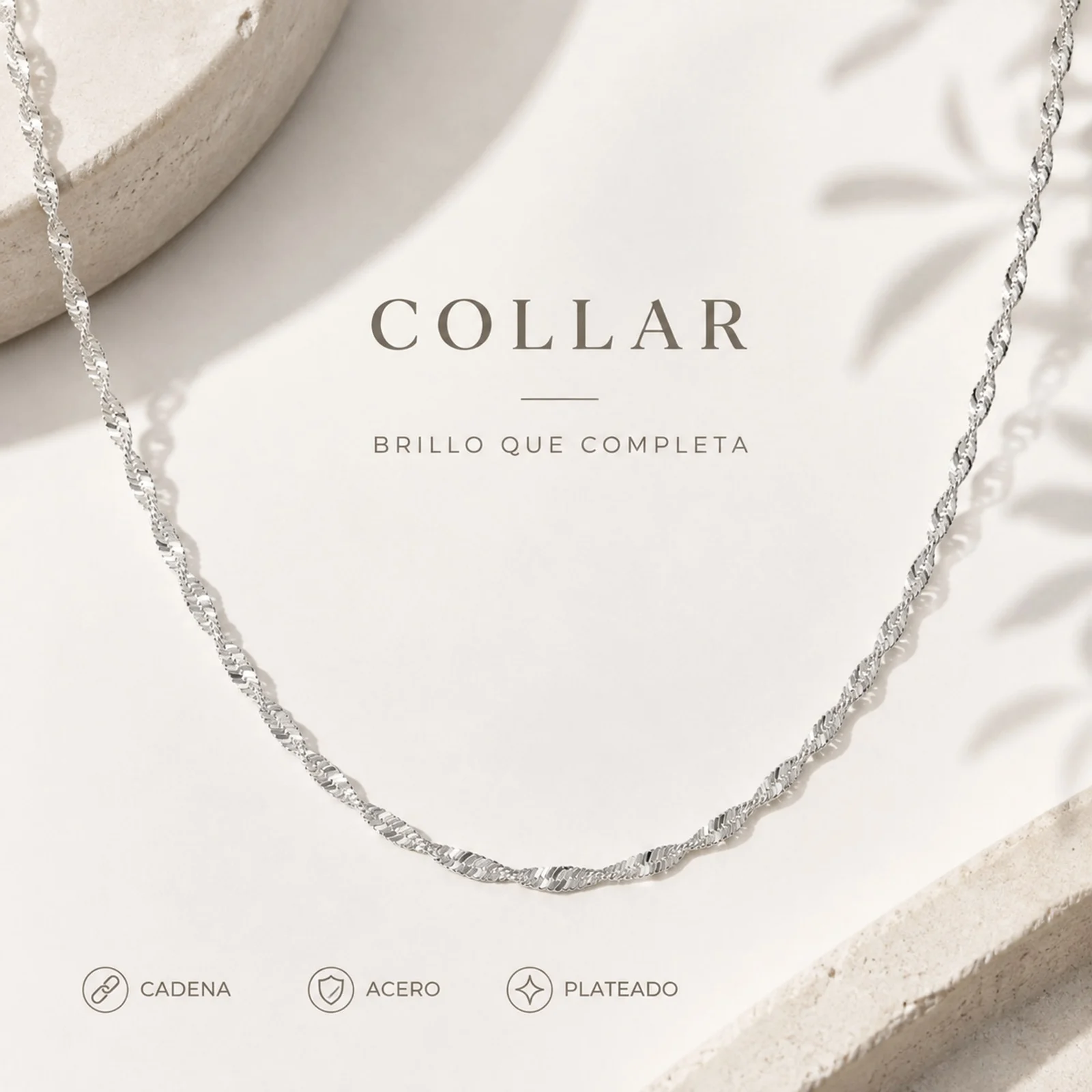 COLLAR DE CADENA ACERO PLATEADO