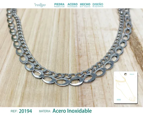 TOBILLERA ACERO COLOR PLATEADO