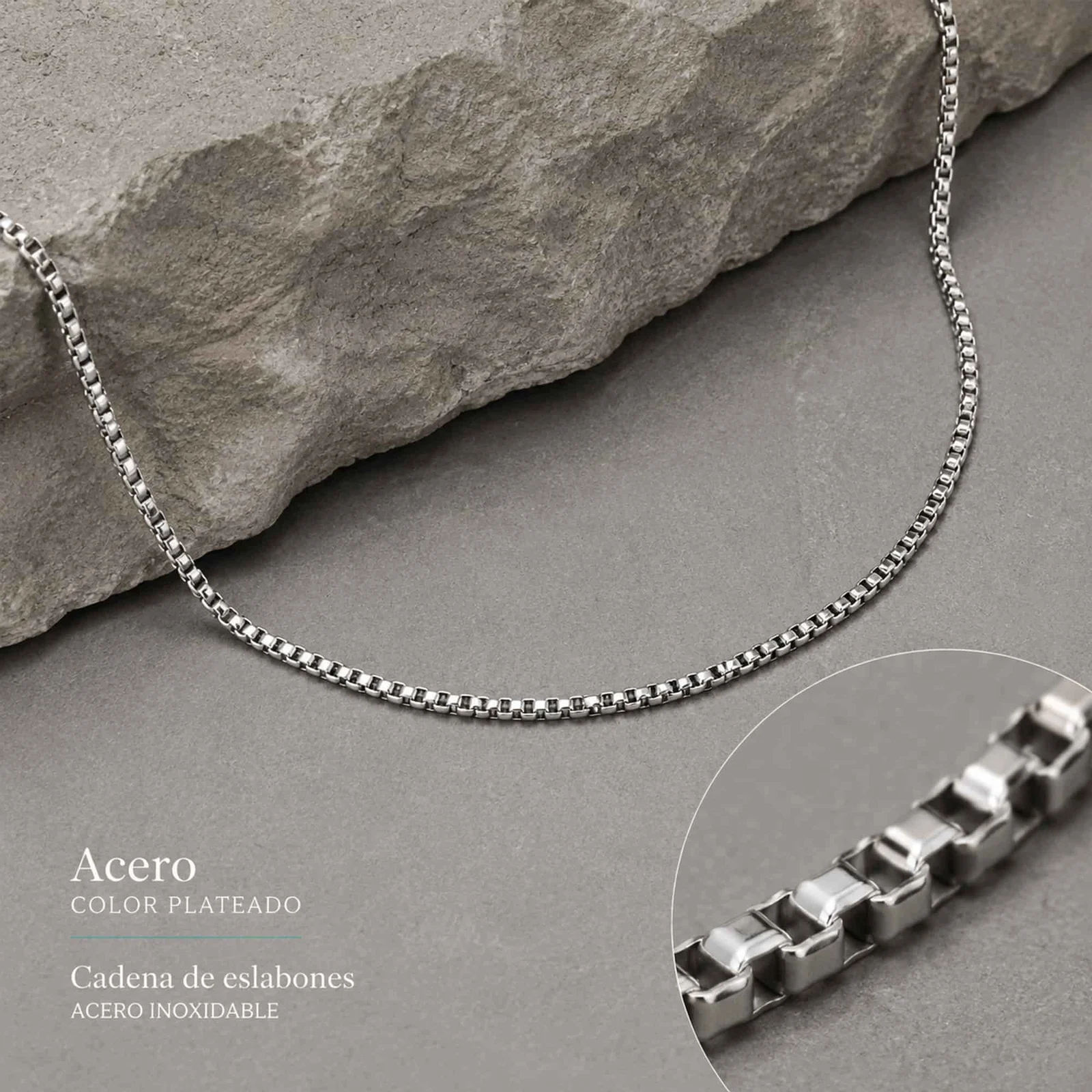COLLAR DE CADENA ACERO PLATEADO