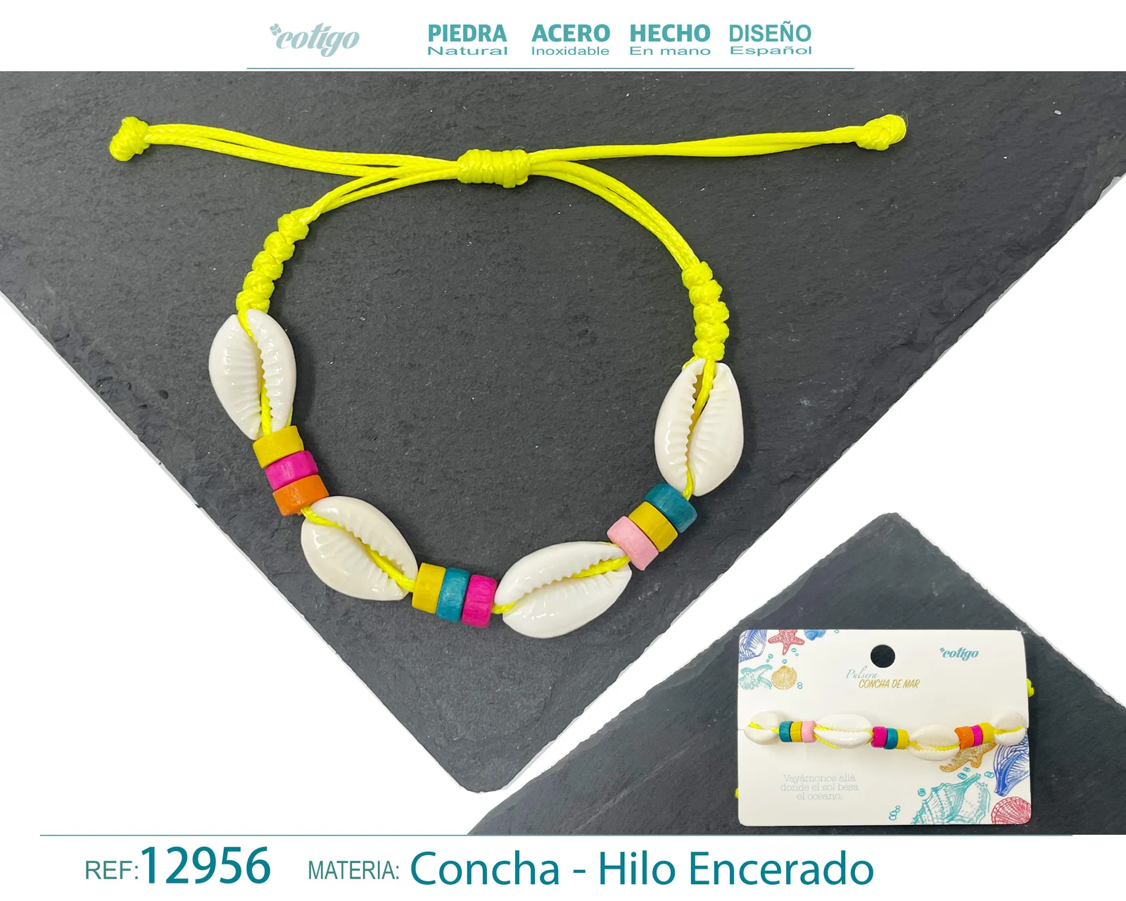 PULSERA HILO ENCERADO DE CONCHA