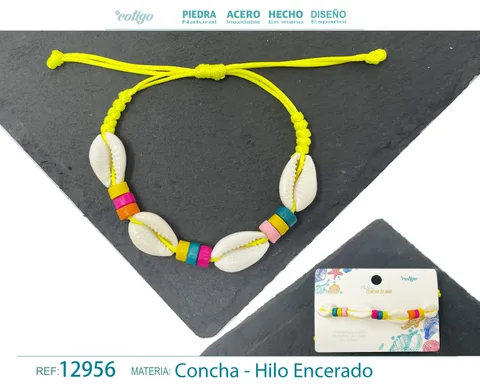 PULSERA HILO ENCERADO DE CONCHA