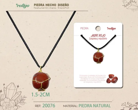 COLGANTE PIEDRA NATURAL- JADE ROJO