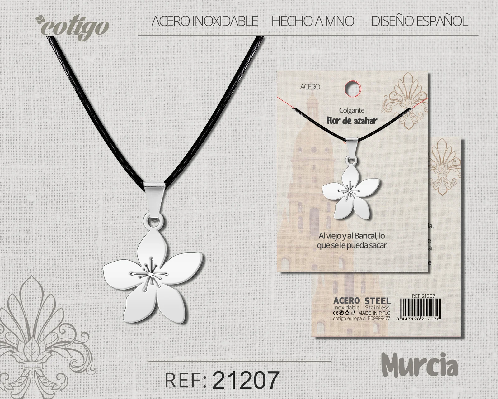 COLGANTE FLOR DE AZAHAR ACERO PLATEADO