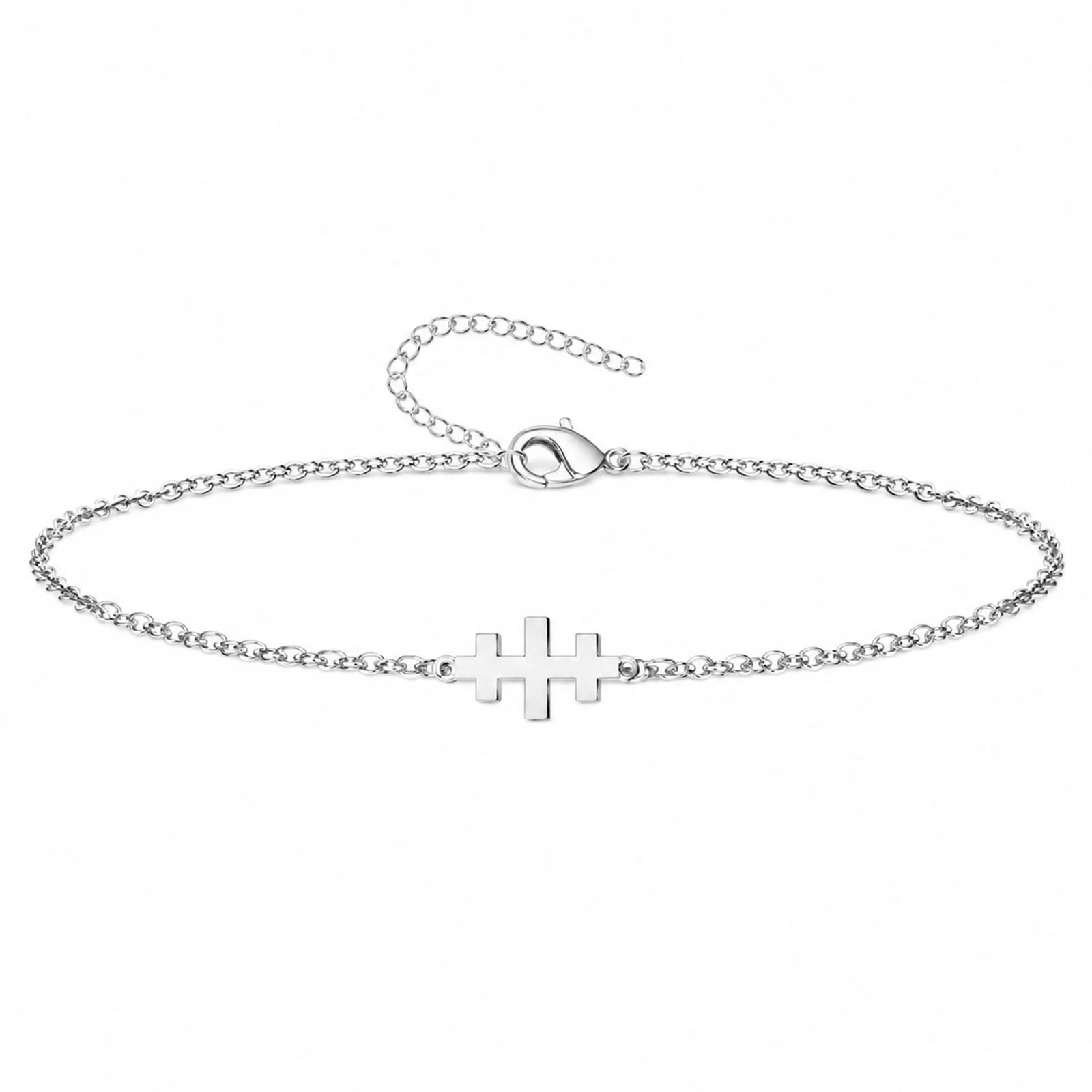 PULSERA CRUZ CATACUMBAS  ACERO PLATEADO