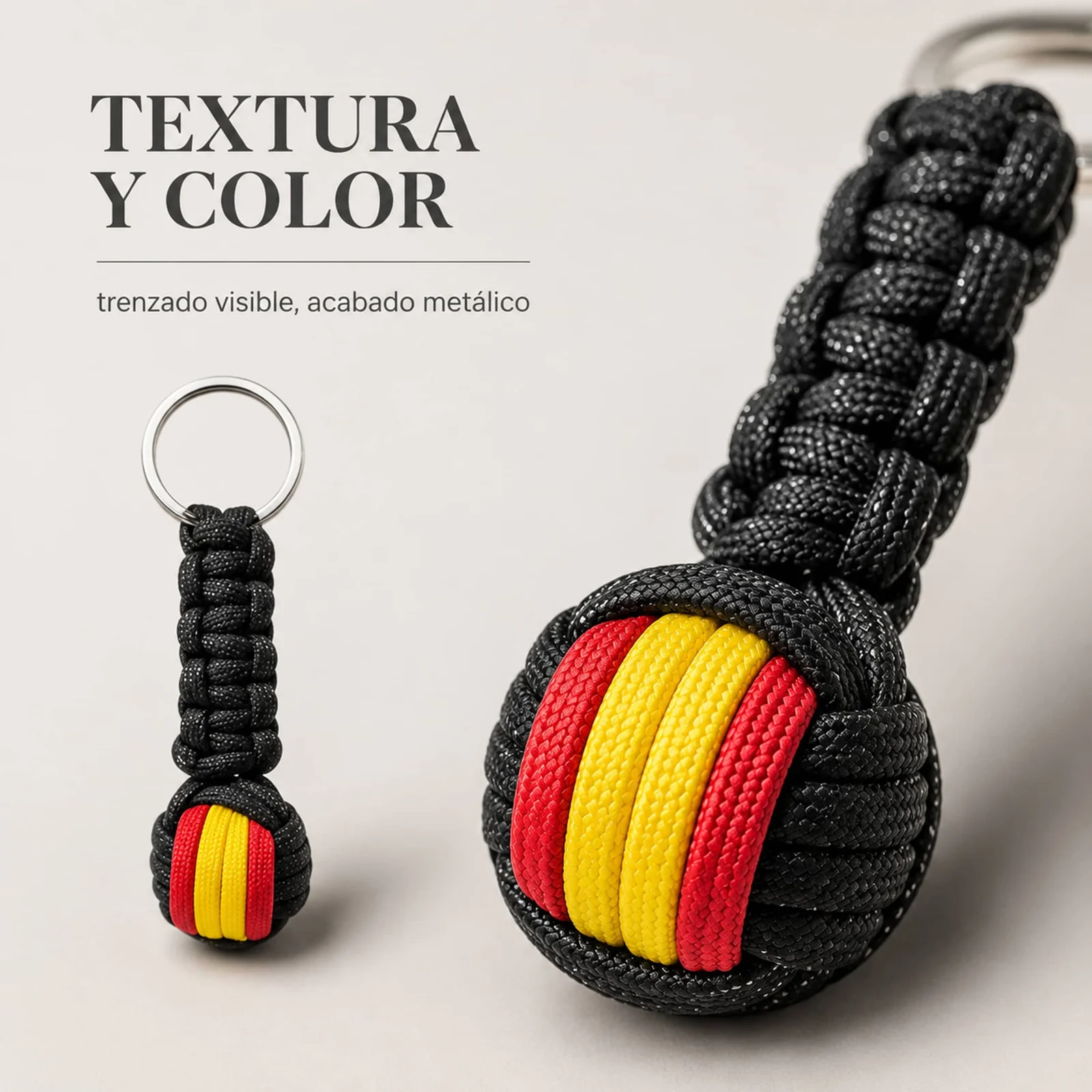 LLAVERO BOLA DE CUERDA CON ARO ACERO