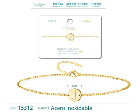 PULSERA LETRA J COLOR DORADO