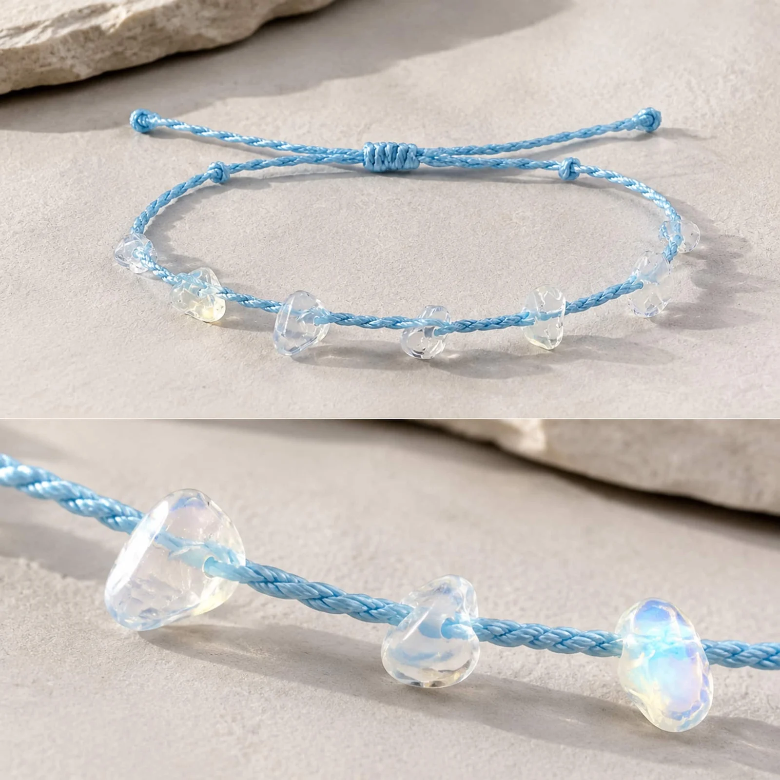 PULSERA HILO ENCERADO CON OPALINA