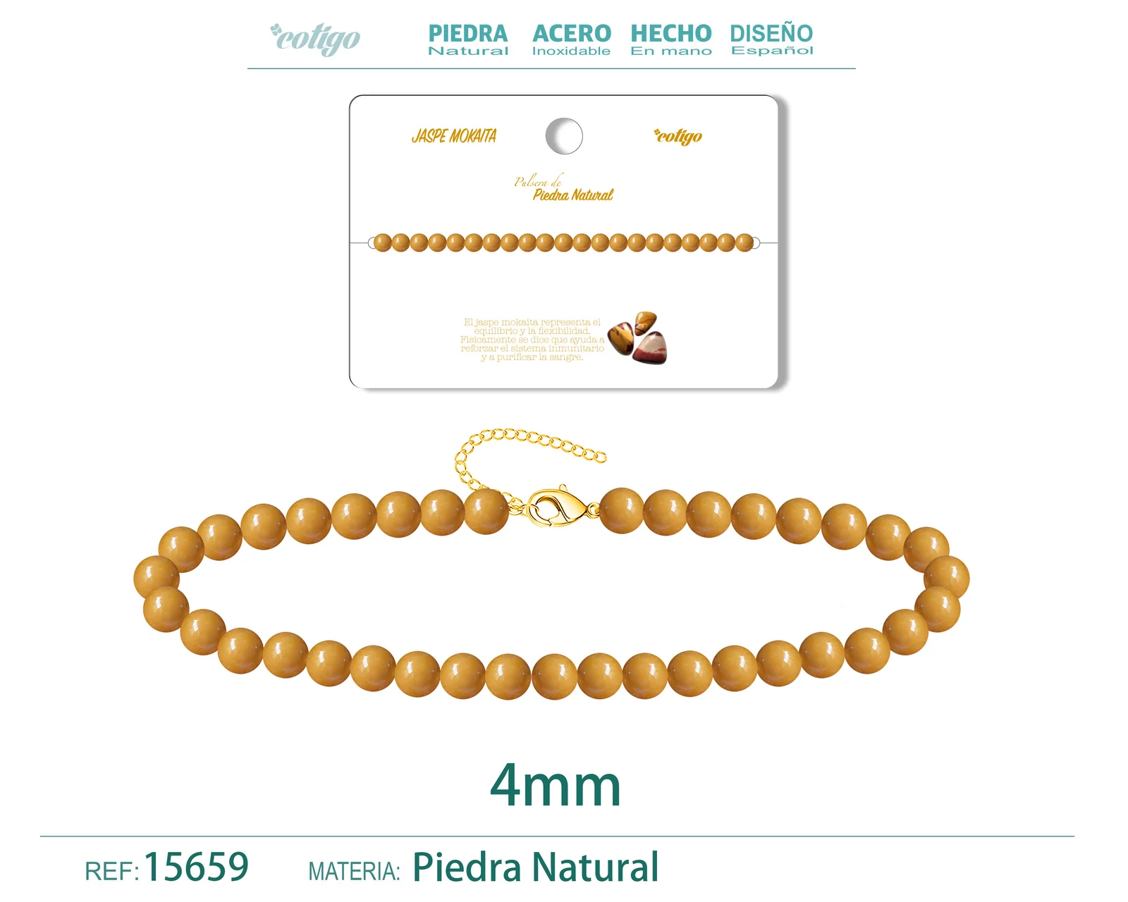 PULSERA JASPE MOKAITA 4MM